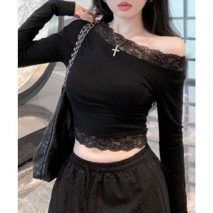 レース切り替えオフショル ワンショル ストレッチ | Riff | 詳細画像4 