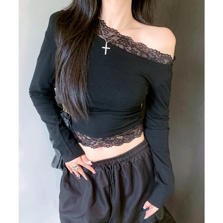 レース切り替えオフショル ワンショル ストレッチ | Riff | 詳細画像5 