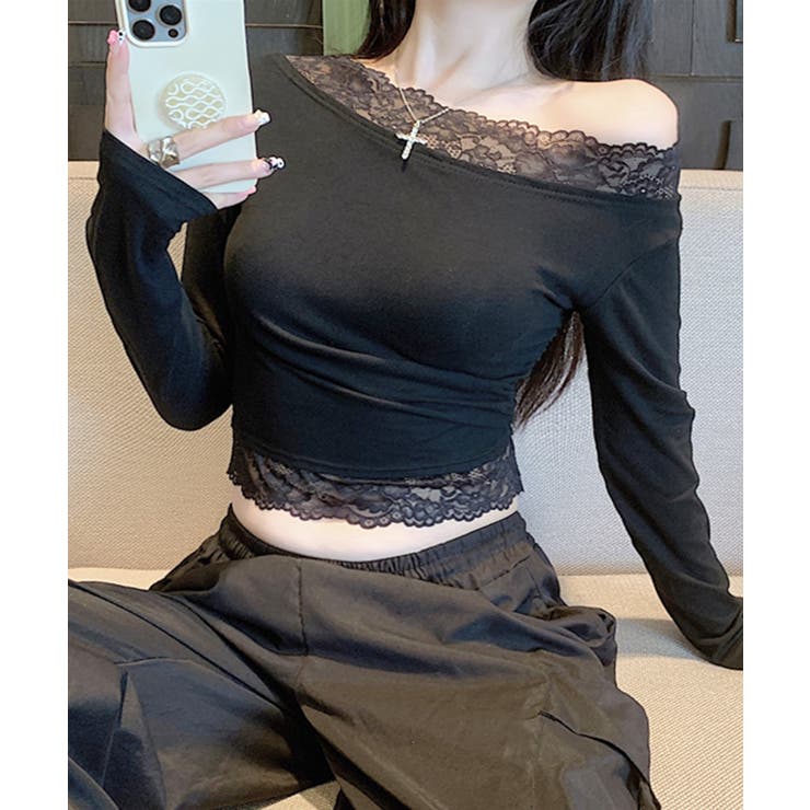 レース切り替えオフショル ワンショル ストレッチ | Riff | 詳細画像7 