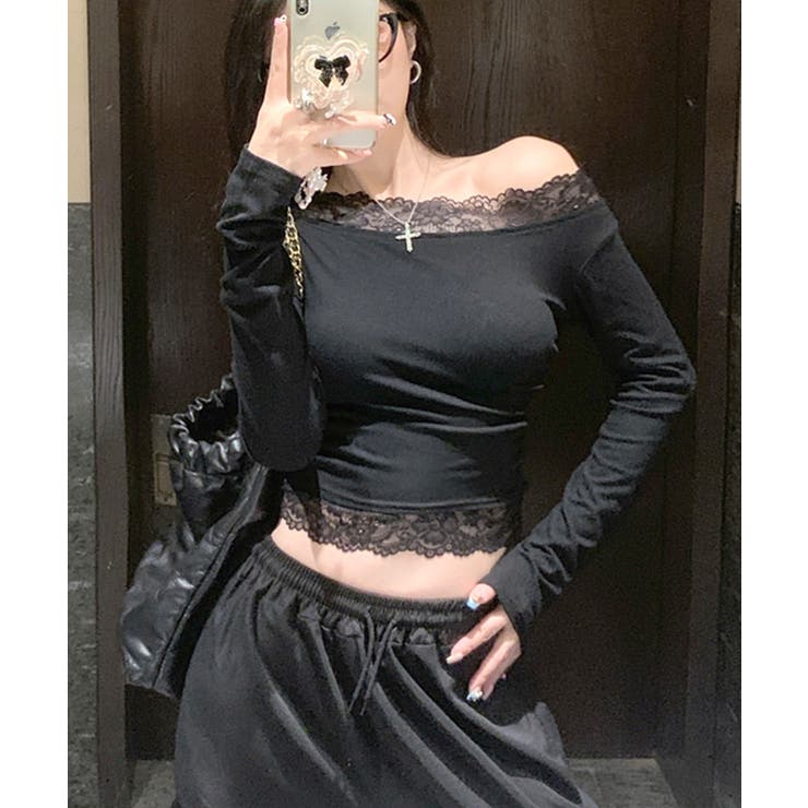 レース切り替えオフショル ワンショル ストレッチ | Riff | 詳細画像8 