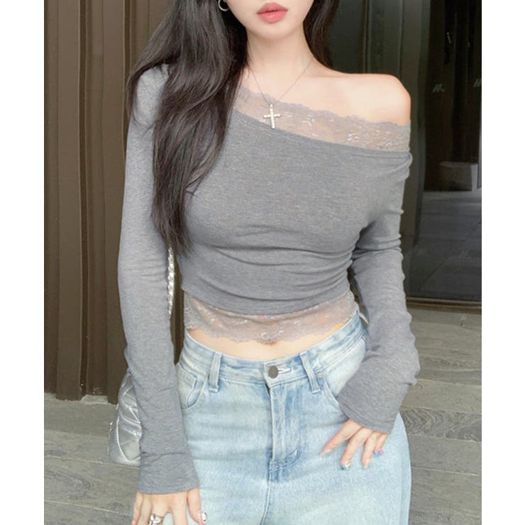 レース切り替えオフショル ワンショル ストレッチ | Riff | 詳細画像9 