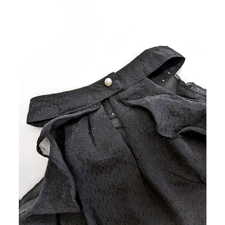 パールネックオープンショルダーシフォンブラウス フリル 肩開き | Riff | 詳細画像21 