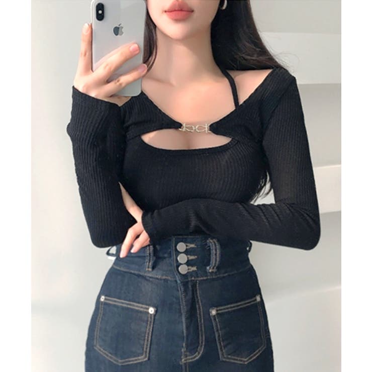 金具付きボレロ＆ホルターキャミソール レイヤード 重ね着 | Riff | 詳細画像2 