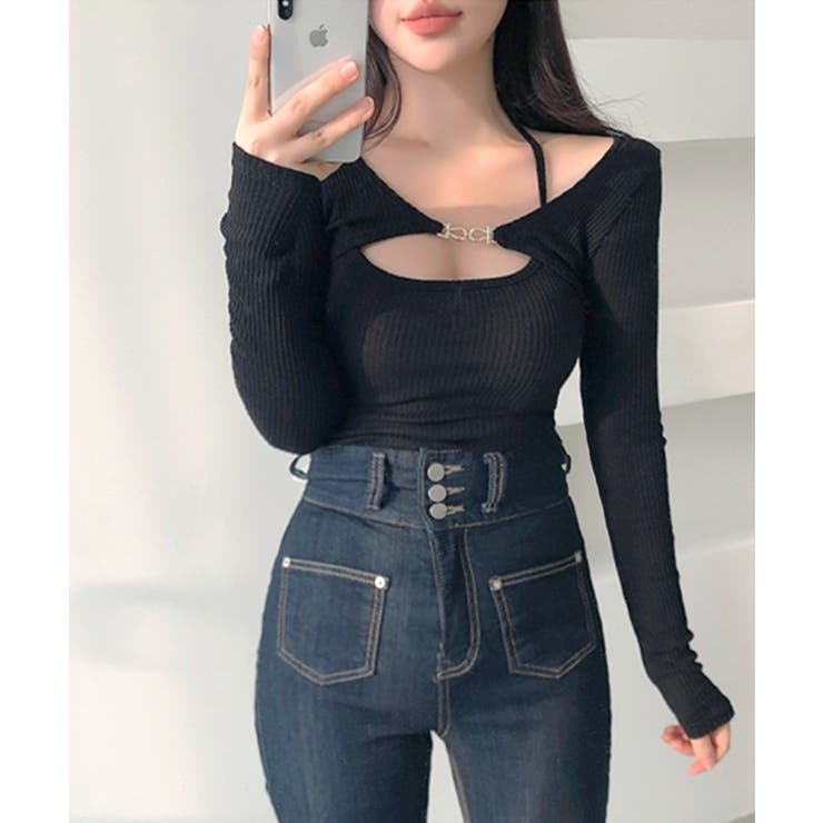 金具付きボレロ＆ホルターキャミソール レイヤード 重ね着 | Riff | 詳細画像3 