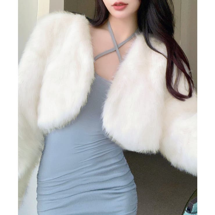 ホワイト | カラーファージャケット ショートコート ブルゾン | Riff