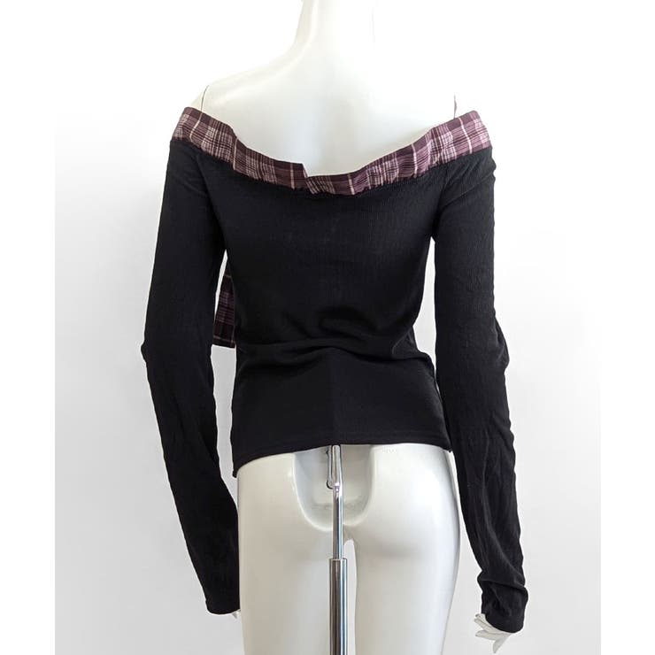 チェックリボンオフショルトップス オフショルダー Tシャツ | Riff | 詳細画像26 