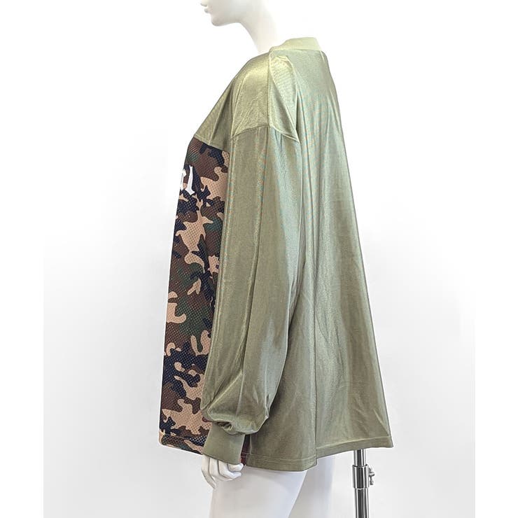 迷彩柄ナンバープリントトップス メッシュ Vネック | Riff | 詳細画像19 