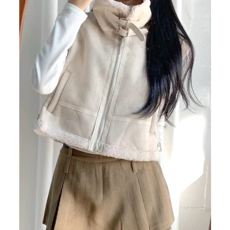 ムートンボアベスト ジップベスト ジャケット | Riff | 詳細画像10 