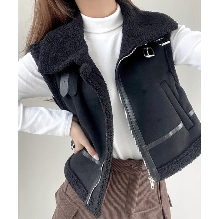 ムートンボアベスト ジップベスト ジャケット | Riff | 詳細画像14 