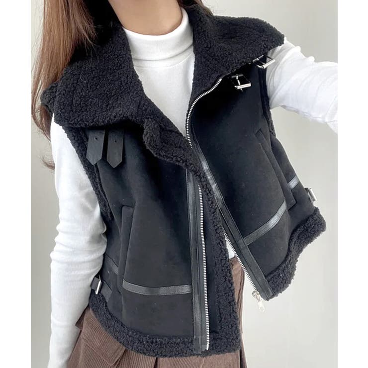 ムートンボアベスト ジップベスト ジャケット | Riff | 詳細画像15 