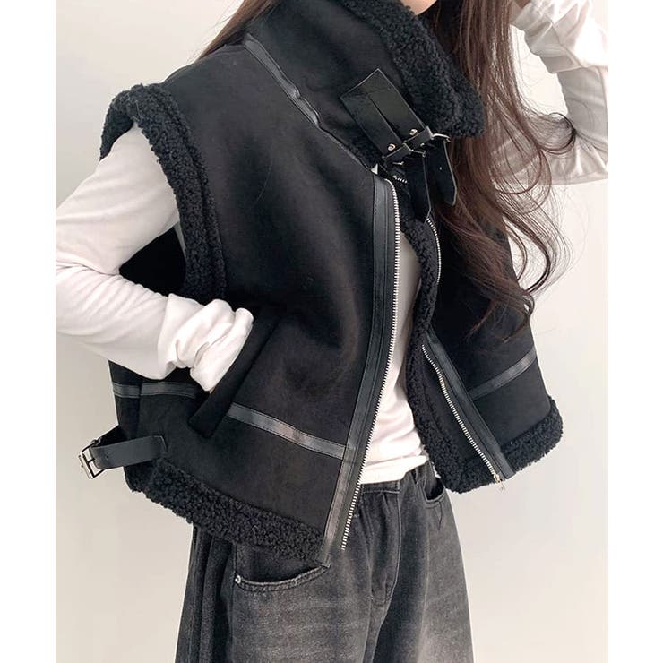 ムートンボアベスト ジップベスト ジャケット | Riff | 詳細画像17 