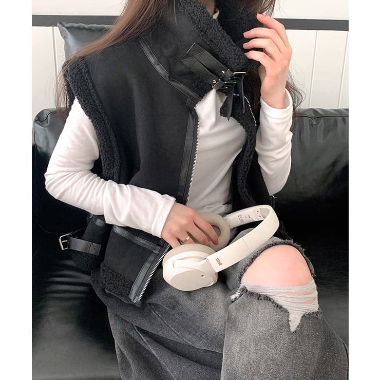 ムートンボアベスト ジップベスト ジャケット | Riff | 詳細画像18 