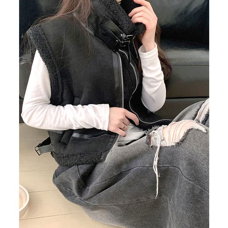 ムートンボアベスト ジップベスト ジャケット | Riff | 詳細画像19 