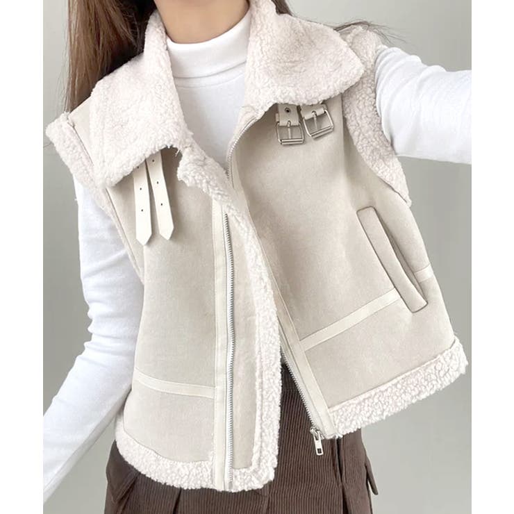 ムートンボアベスト ジップベスト ジャケット | Riff | 詳細画像3 