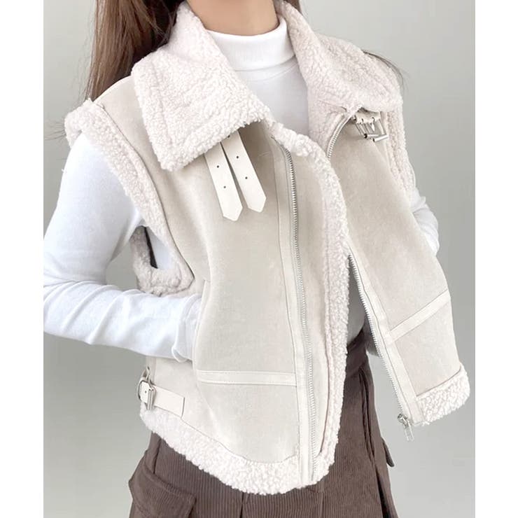 ムートンボアベスト ジップベスト ジャケット | Riff | 詳細画像4 