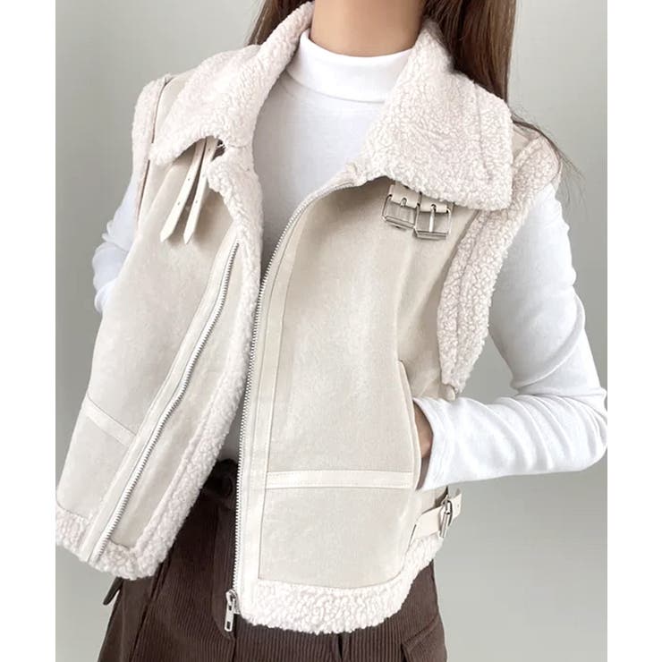 ムートンボアベスト ジップベスト ジャケット | Riff | 詳細画像5 