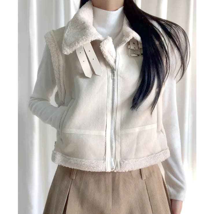 ムートンボアベスト ジップベスト ジャケット | Riff | 詳細画像7 