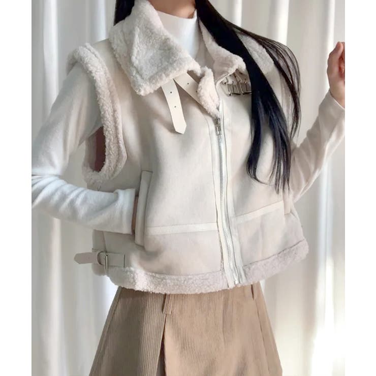 ムートンボアベスト ジップベスト ジャケット | Riff | 詳細画像9 