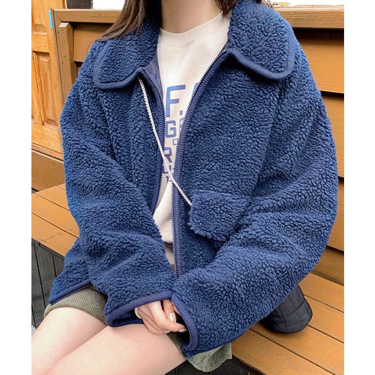 ネイビー | パイピングボアブルゾン ジャケット コート | Riff