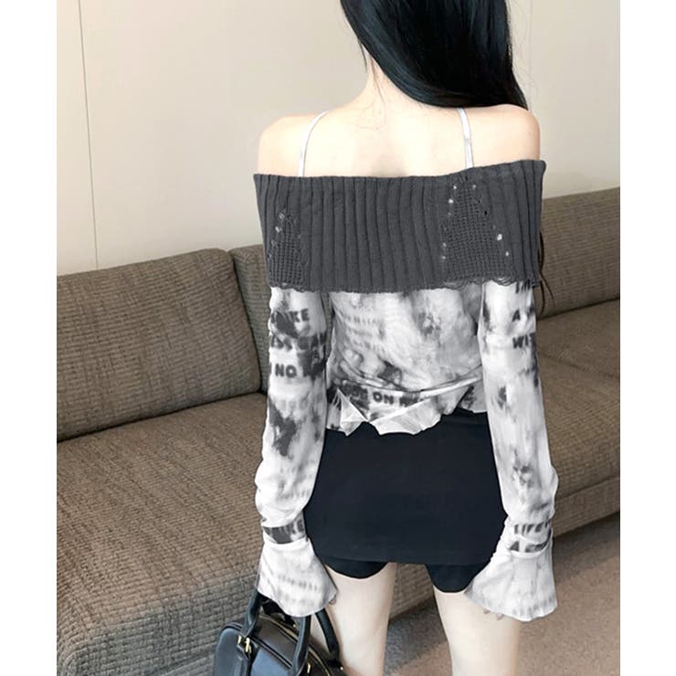 タイダイ柄オフショルトップス オフショルダー シアー | Riff | 詳細画像10 