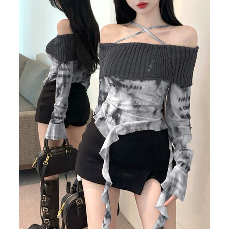 タイダイ柄オフショルトップス オフショルダー シアー | Riff | 詳細画像13 