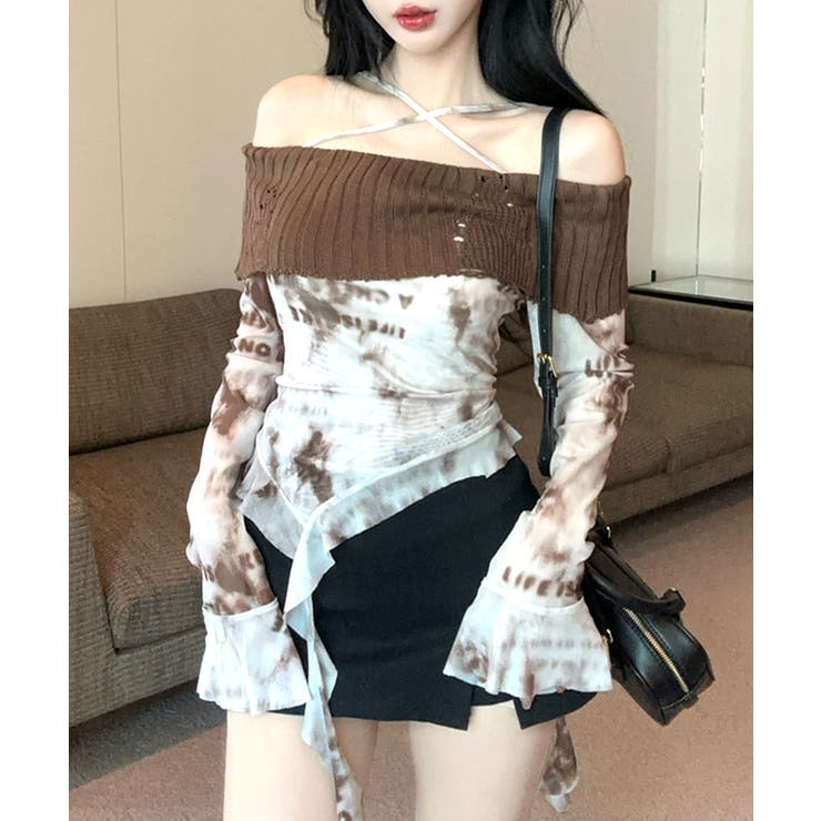 タイダイ柄オフショルトップス オフショルダー シアー | Riff | 詳細画像2 