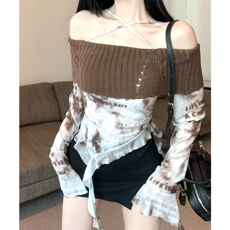 タイダイ柄オフショルトップス オフショルダー シアー | Riff | 詳細画像4 