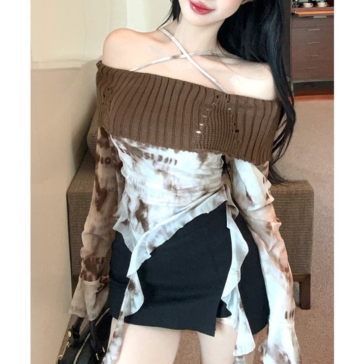 タイダイ柄オフショルトップス オフショルダー シアー | Riff | 詳細画像6 