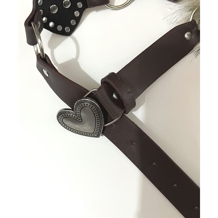 ハートバックルチェーン付きファーベルト フェイクファー 太ベルト | Riff | 詳細画像15 