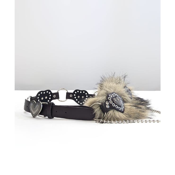 ハートバックルチェーン付きファーベルト フェイクファー 太ベルト | Riff | 詳細画像19 