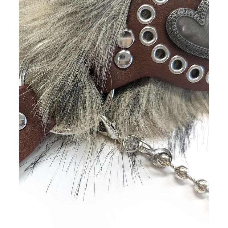 ハートバックルチェーン付きファーベルト フェイクファー 太ベルト | Riff | 詳細画像23 