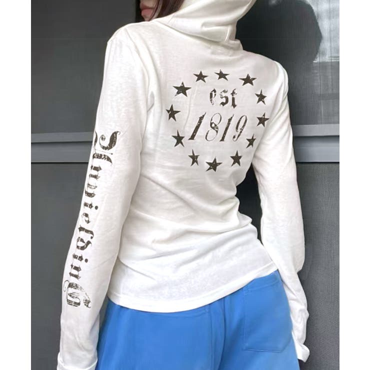 フード付き袖ロゴプリントパーカー ロンT 薄手パーカー | Riff | 詳細画像11 