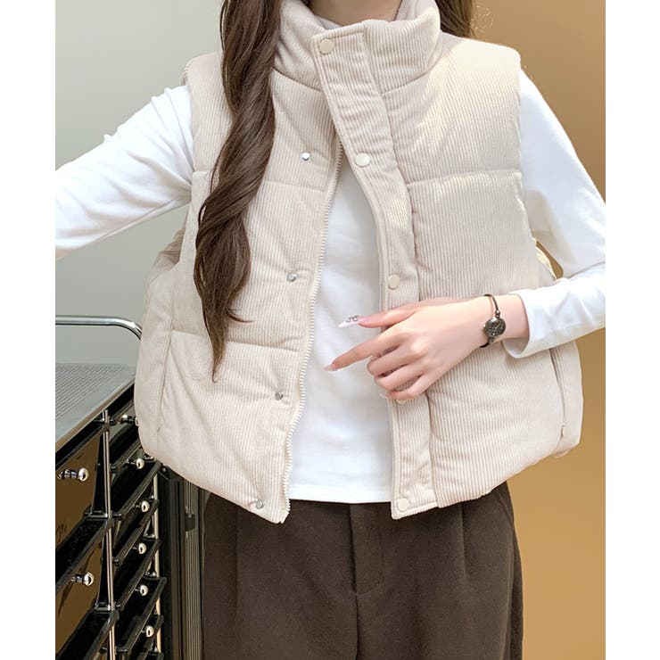 コーデュロイ中綿ベスト ダウンベスト ジャケット[品番：NETW0002435