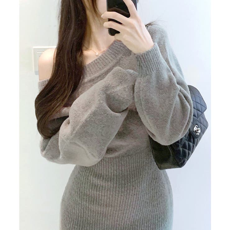 ワンショルニットミニワンピース オフショル セーター | Riff | 詳細画像4 