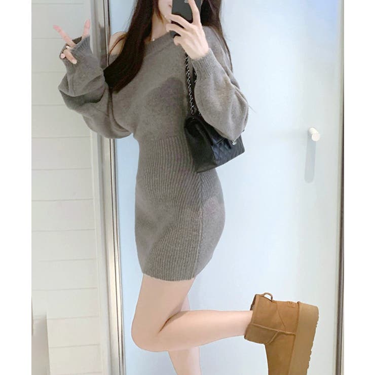 ワンショルニットミニワンピース オフショル セーター | Riff | 詳細画像6 