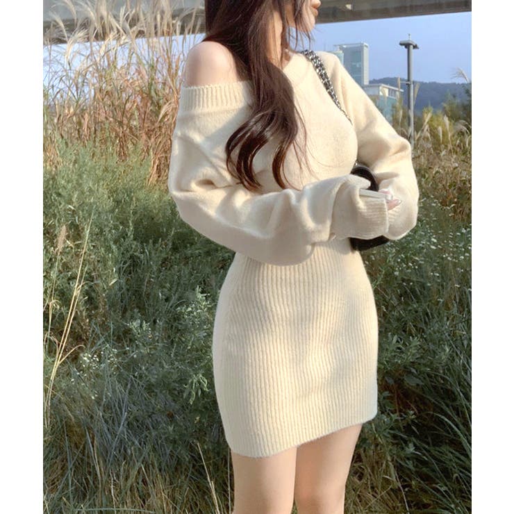 ワンショルニットミニワンピース オフショル セーター | Riff | 詳細画像8 