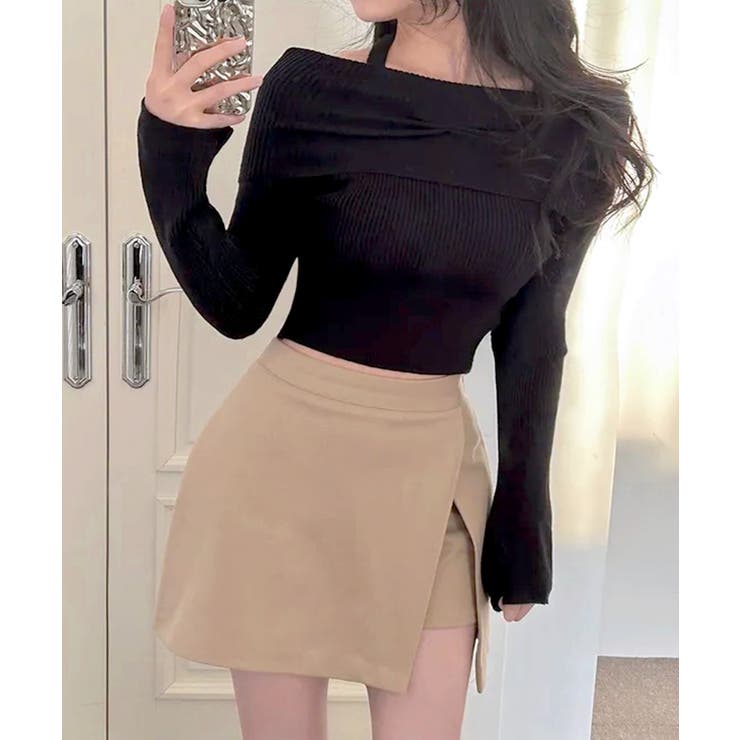 ホルターネックオフショルリブニット オフショルダー リブ編み | Riff | 詳細画像11 