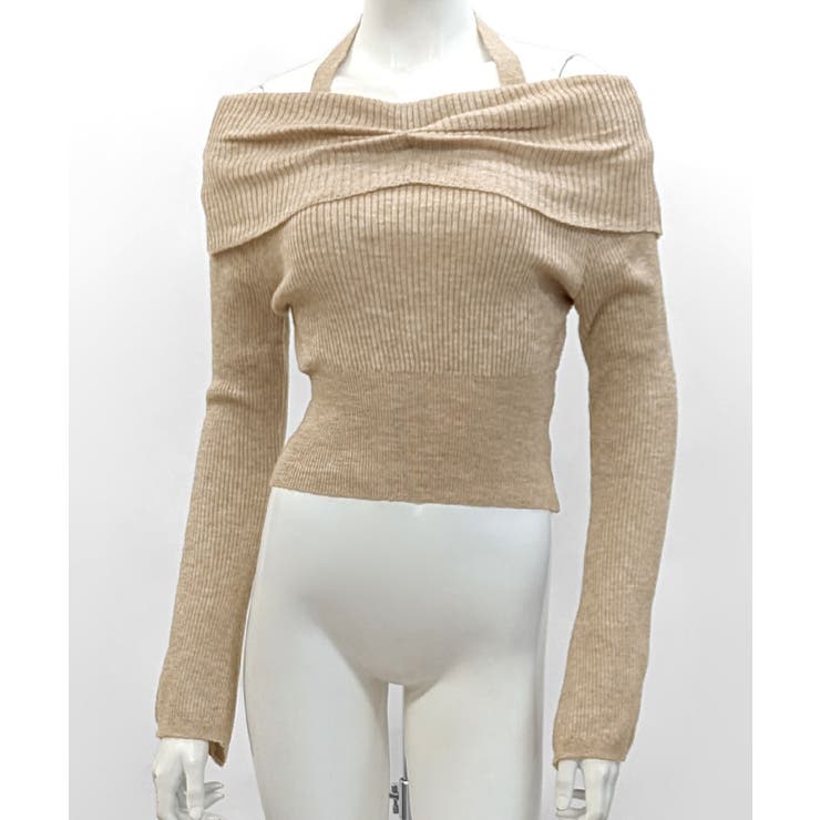 ホルターネックオフショルリブニット オフショルダー リブ編み | Riff | 詳細画像24 