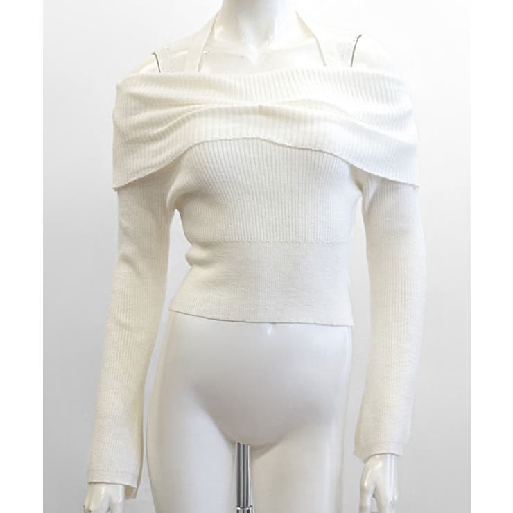 ホルターネックオフショルリブニット オフショルダー リブ編み | Riff | 詳細画像25 