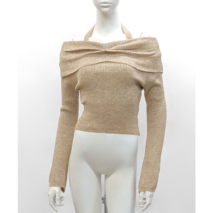 ホルターネックオフショルリブニット オフショルダー リブ編み | Riff | 詳細画像26 