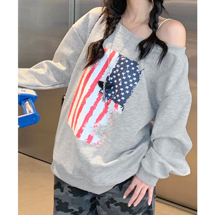 星条旗プリントトレーナー ロゴプリント ロゴ | Riff | 詳細画像10 