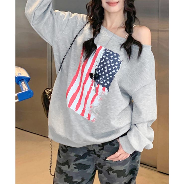 星条旗プリントトレーナー ロゴプリント ロゴ | Riff | 詳細画像11 