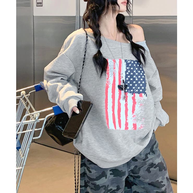 星条旗プリントトレーナー ロゴプリント ロゴ | Riff | 詳細画像12 