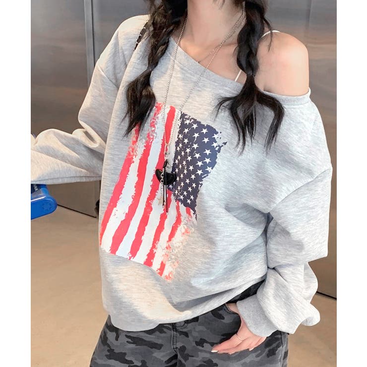 星条旗プリントトレーナー ロゴプリント ロゴ | Riff | 詳細画像13 