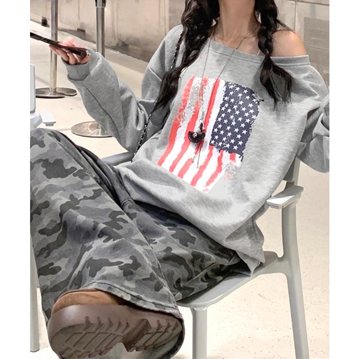 星条旗プリントトレーナー ロゴプリント ロゴ | Riff | 詳細画像15 