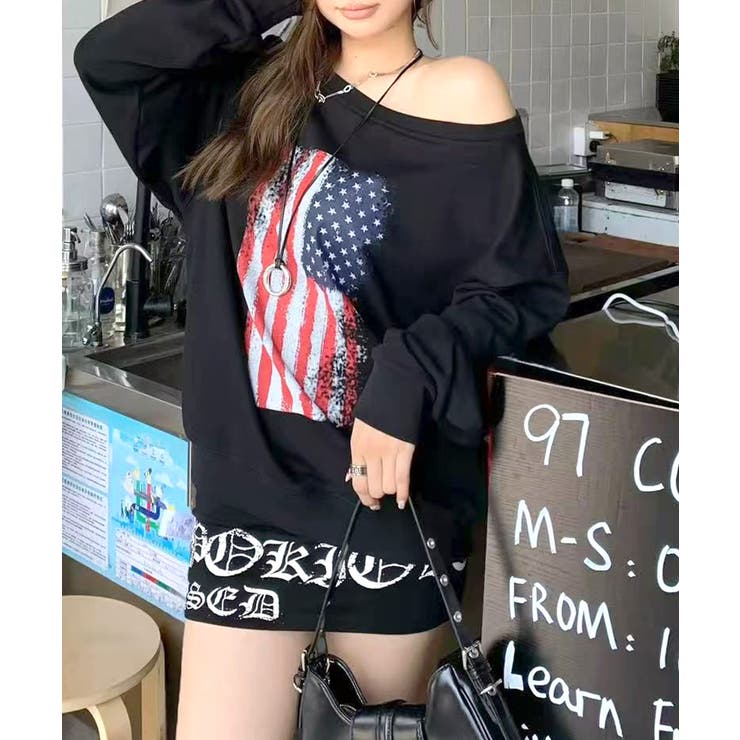 星条旗プリントトレーナー ロゴプリント ロゴ | Riff | 詳細画像17 