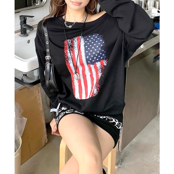 星条旗プリントトレーナー ロゴプリント ロゴ | Riff | 詳細画像18 