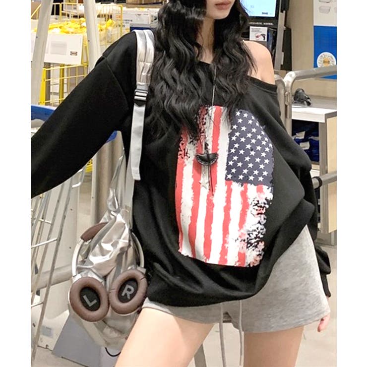 星条旗プリントトレーナー ロゴプリント ロゴ | Riff | 詳細画像19 