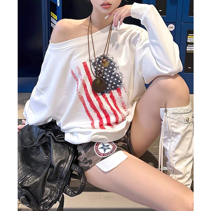 星条旗プリントトレーナー ロゴプリント ロゴ | Riff | 詳細画像2 