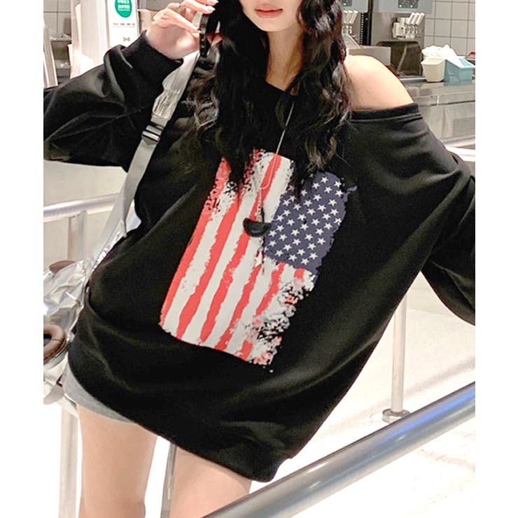 星条旗プリントトレーナー ロゴプリント ロゴ | Riff | 詳細画像20 